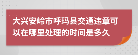 大兴安岭市呼玛县交通违章可以在哪里处理的时间是多久