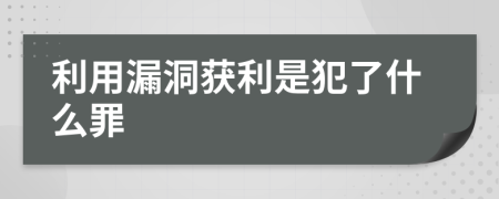 利用漏洞获利是犯了什么罪