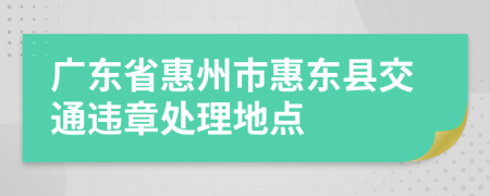 广东省惠州市惠东县交通违章处理地点