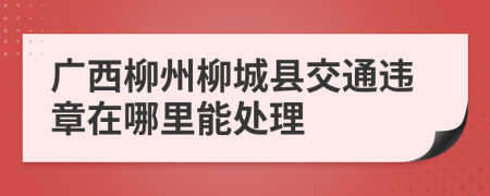 广西柳州柳城县交通违章在哪里能处理