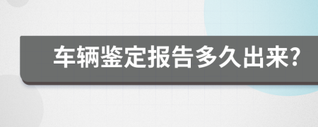 车辆鉴定报告多久出来?