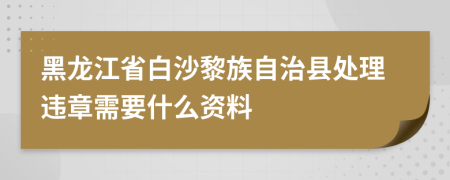 黑龙江省白沙黎族自治县处理违章需要什么资料