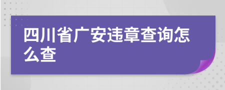 四川省广安违章查询怎么查