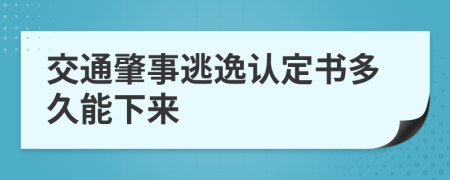 交通肇事逃逸认定书多久能下来