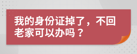 我的身份证掉了，不回老家可以办吗？