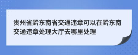 贵州省黔东南省交通违章可以在黔东南交通违章处理大厅去哪里处理