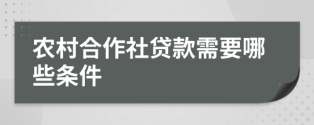 农村合作社贷款需要哪些条件