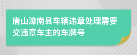 唐山滦南县车辆违章处理需要交违章车主的车牌号