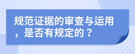 规范证据的审查与运用，是否有规定的？