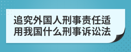 追究外国人刑事责任适用我国什么刑事诉讼法