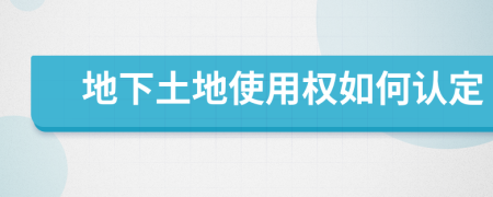 地下土地使用权如何认定