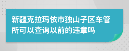 新疆克拉玛依市独山子区车管所可以查询以前的违章吗