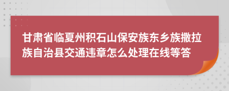 甘肃省临夏州积石山保安族东乡族撒拉族自治县交通违章怎么处理在线等答