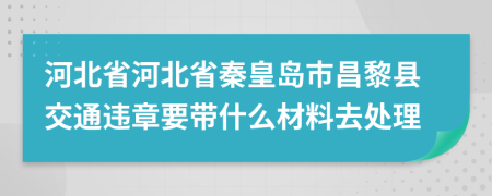 河北省河北省秦皇岛市昌黎县交通违章要带什么材料去处理