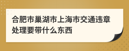 合肥市巢湖市上海市交通违章处理要带什么东西