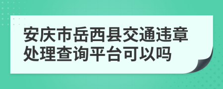 安庆市岳西县交通违章处理查询平台可以吗