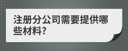 注册分公司需要提供哪些材料?