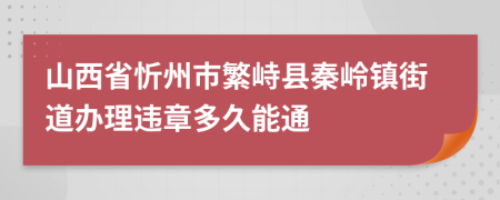 山西省忻州市繁峙县秦岭镇街道办理违章多久能通