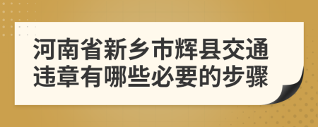 河南省新乡市辉县交通违章有哪些必要的步骤