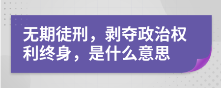 无期徒刑，剥夺政治权利终身，是什么意思