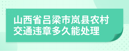 山西省吕梁市岚县农村交通违章多久能处理