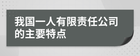 我国一人有限责任公司的主要特点