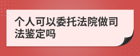 个人可以委托法院做司法鉴定吗