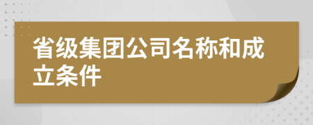 省级集团公司名称和成立条件