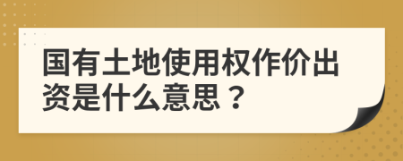 国有土地使用权作价出资是什么意思？