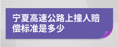 宁夏高速公路上撞人赔偿标准是多少