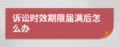 诉讼时效期限届满后怎么办