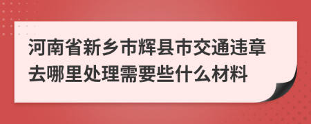 河南省新乡市辉县市交通违章去哪里处理需要些什么材料