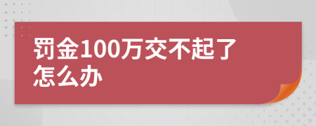 罚金100万交不起了怎么办