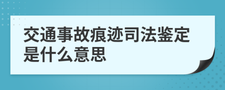 交通事故痕迹司法鉴定是什么意思