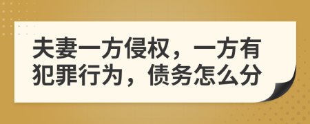 夫妻一方侵权，一方有犯罪行为，债务怎么分