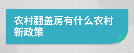 农村翻盖房有什么农村新政策