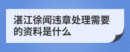 湛江徐闻违章处理需要的资料是什么