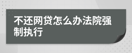 不还网贷怎么办法院强制执行