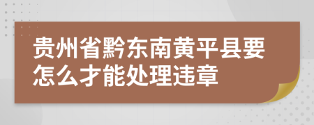 贵州省黔东南黄平县要怎么才能处理违章