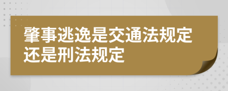 肇事逃逸是交通法规定还是刑法规定