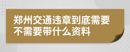 郑州交通违章到底需要不需要带什么资料