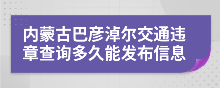 内蒙古巴彦淖尔交通违章查询多久能发布信息