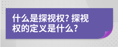 什么是探视权? 探视权的定义是什么?