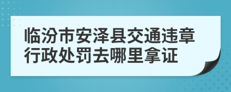 临汾市安泽县交通违章行政处罚去哪里拿证