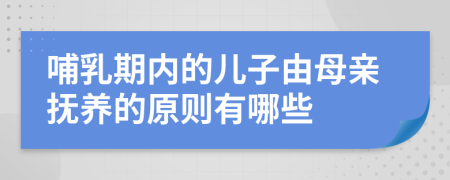 哺乳期内的儿子由母亲抚养的原则有哪些