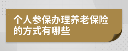 个人参保办理养老保险的方式有哪些