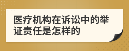 医疗机构在诉讼中的举证责任是怎样的