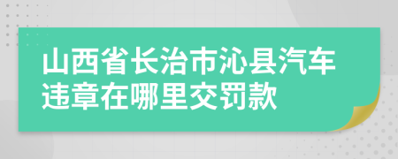 山西省长治市沁县汽车违章在哪里交罚款