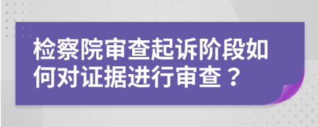 检察院审查起诉阶段如何对证据进行审查？