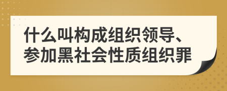 什么叫构成组织领导、参加黑社会性质组织罪